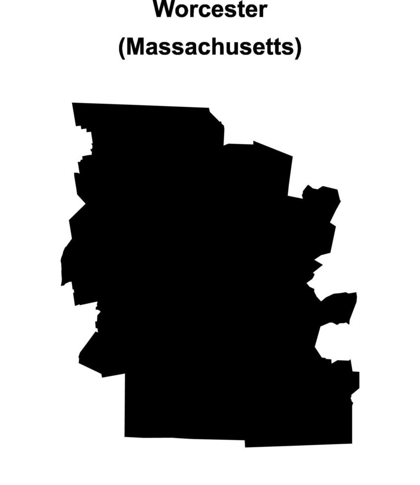Worcester County, Massachusetts blank outline map vector
