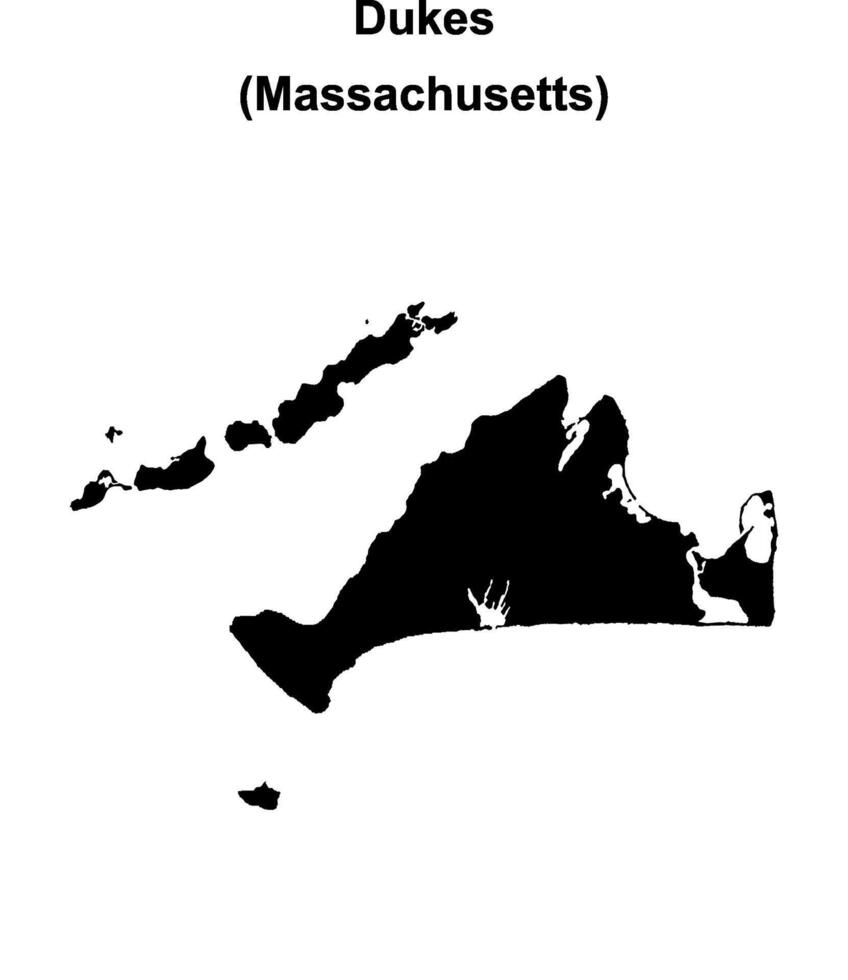 Dukes County, Massachusetts blank outline map vector