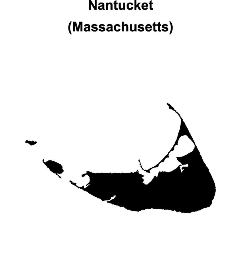Nantucket County, Massachusetts blank outline map vector