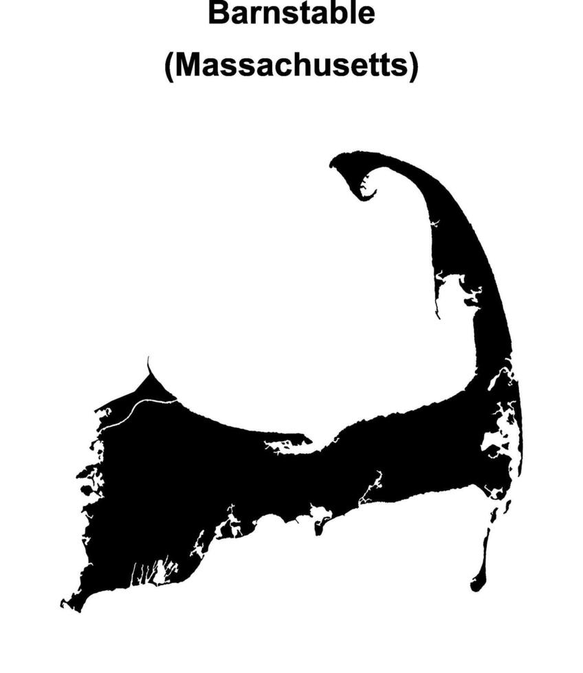 Barnstable County, Massachusetts blank outline map vector
