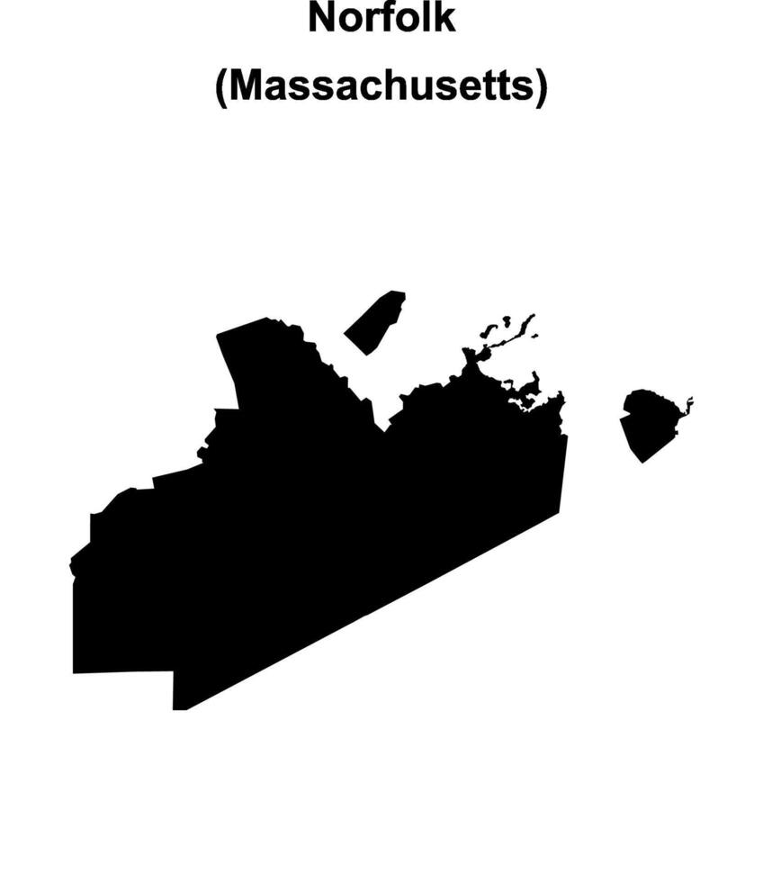 Norfolk County, Massachusetts blank outline map vector