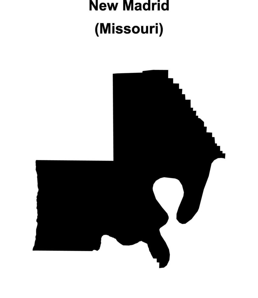 New Madrid County, Missouri blank outline map vector