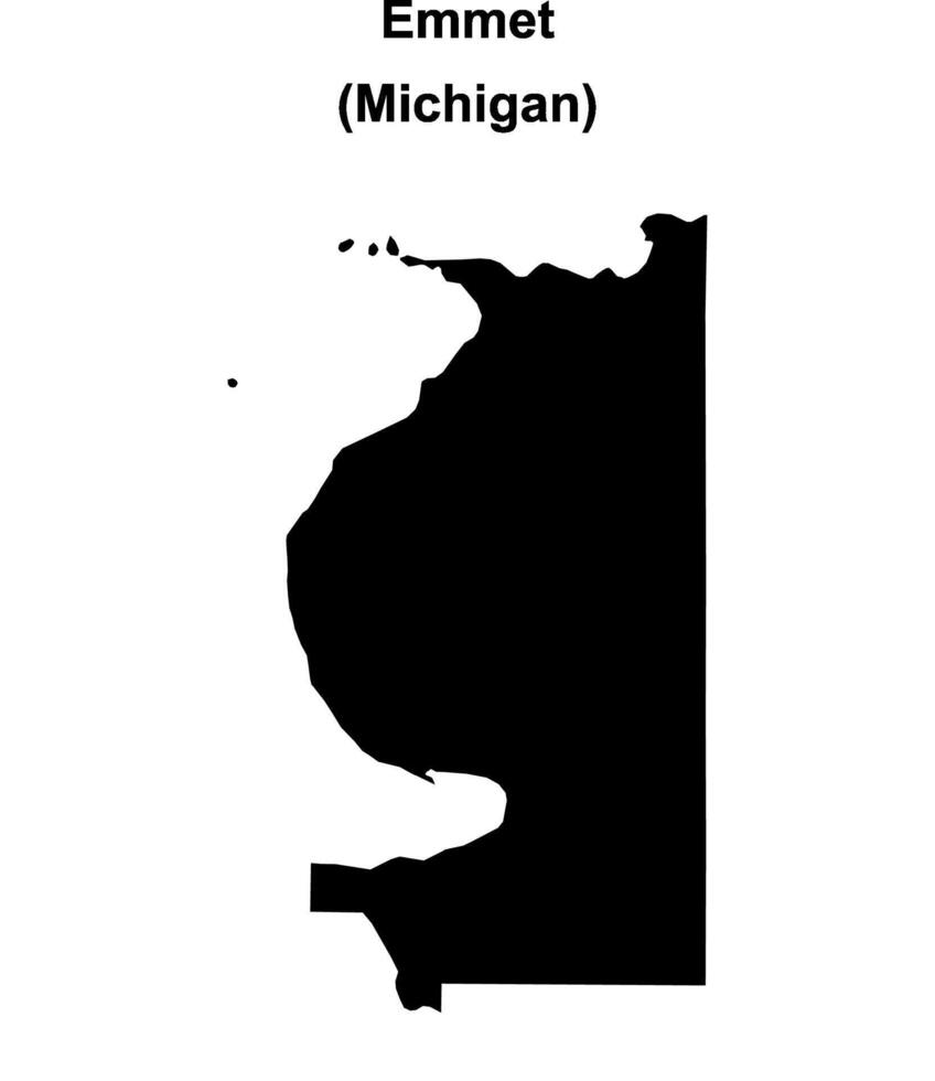 Emmet County, Michigan blank outline map vector