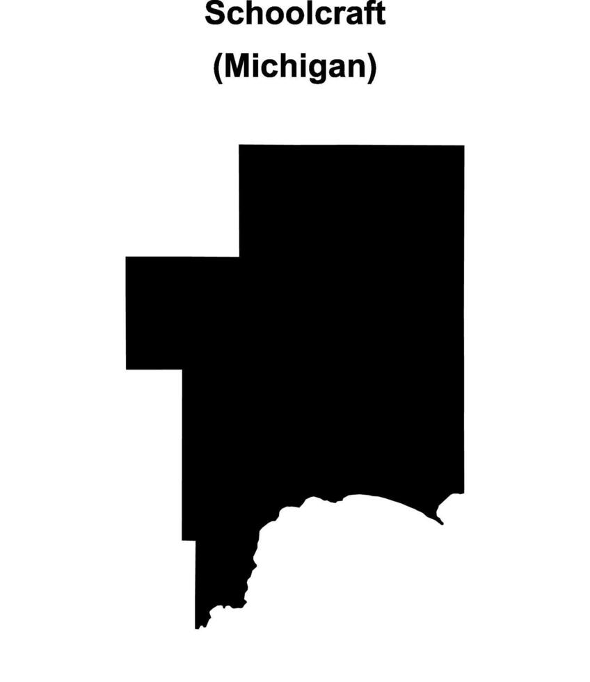 Schoolcraft County, Michigan blank outline map vector