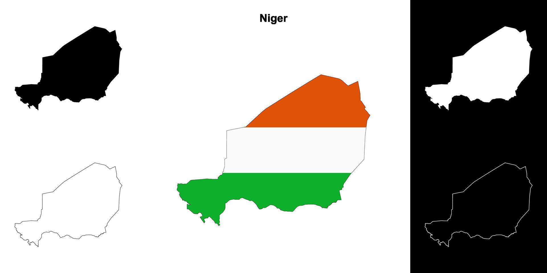 Niger blank outline map set vector
