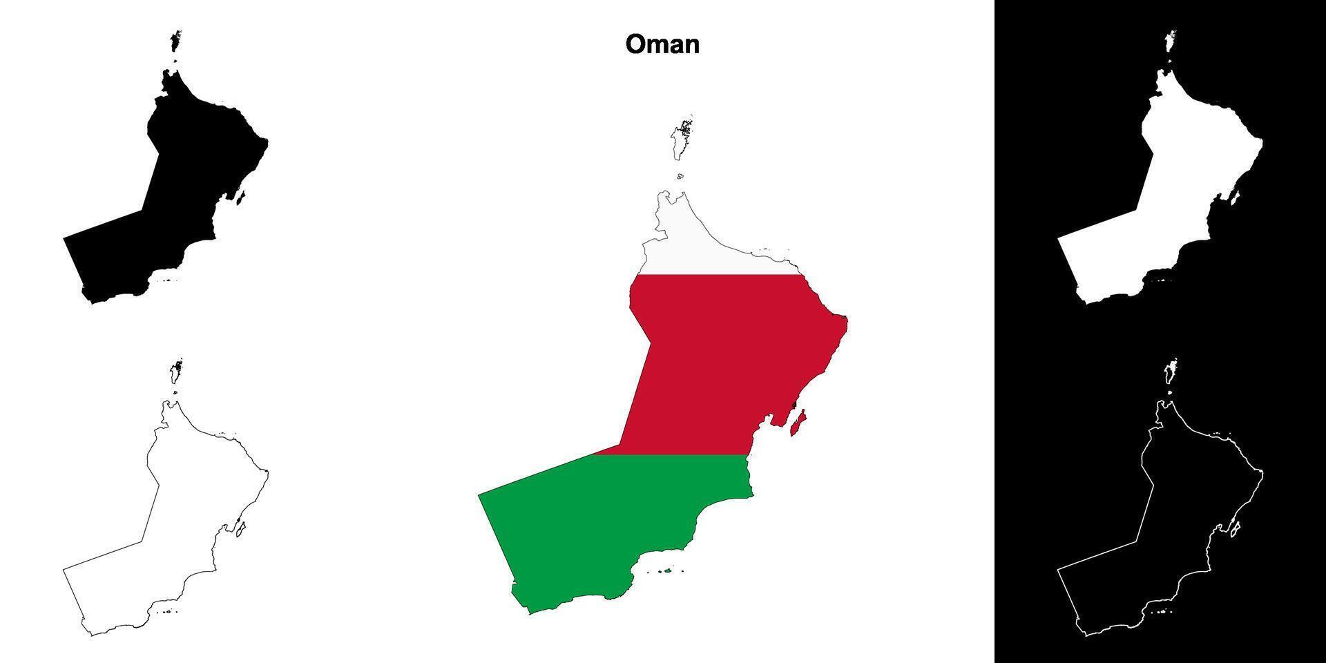 Oman blank outline map set vector