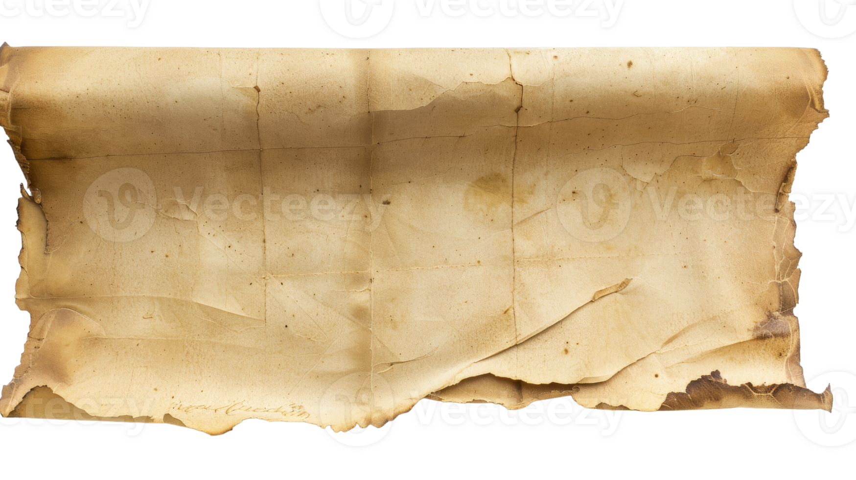 old paper scroll aged on the Transparent Background, Format png