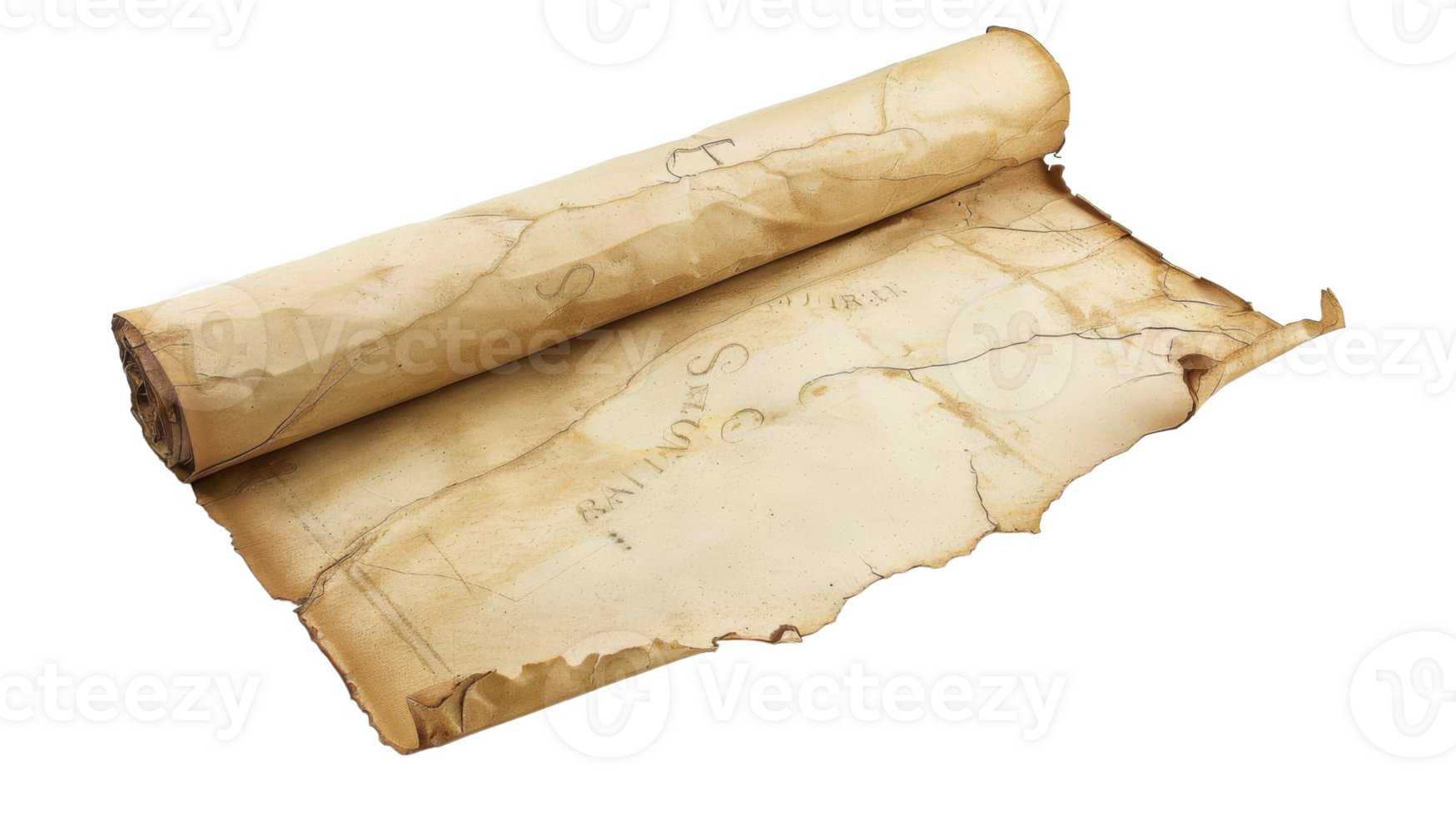 Old paper scroll on the Transparent Background, Format png