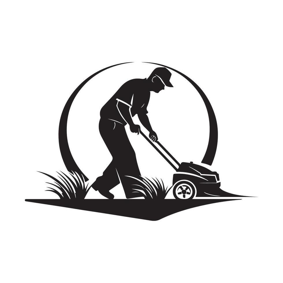 Lawn Mower Service Logo Icon Isolated Lawn Mowing Cutting Grass vector