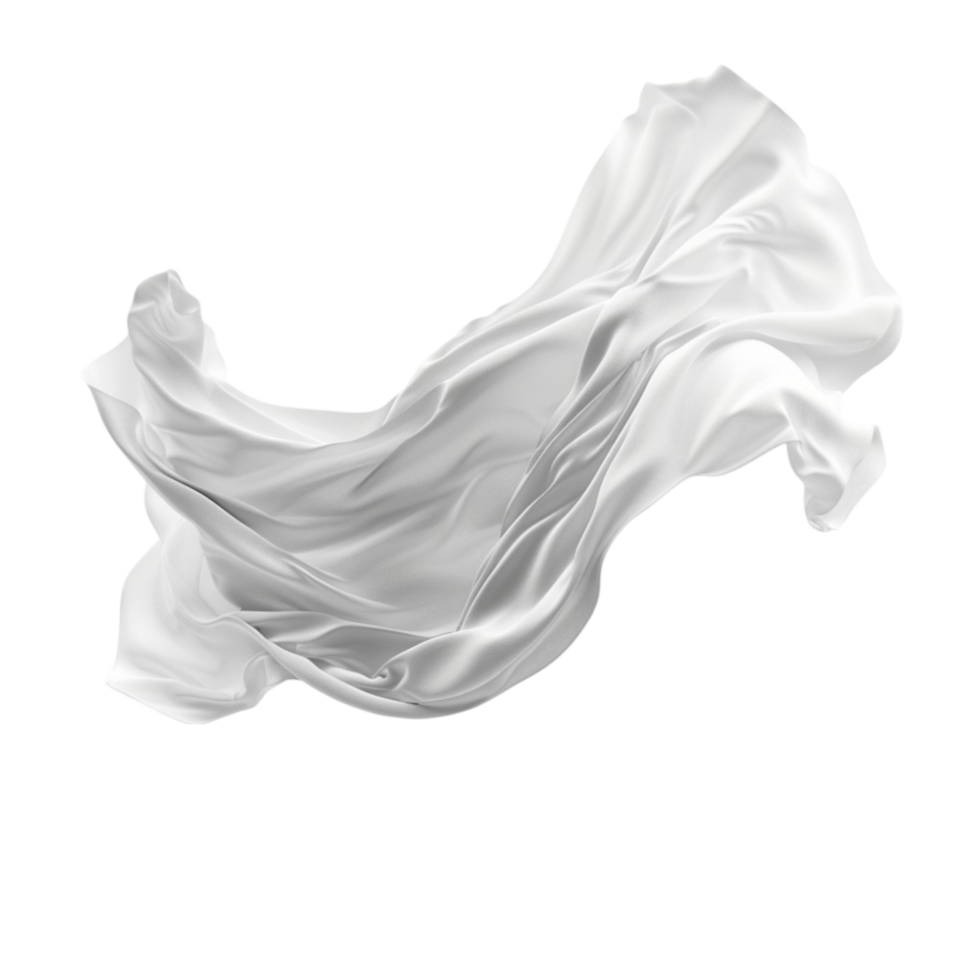 white silk fabric flying in the wind on a transparent background Generative-AI png