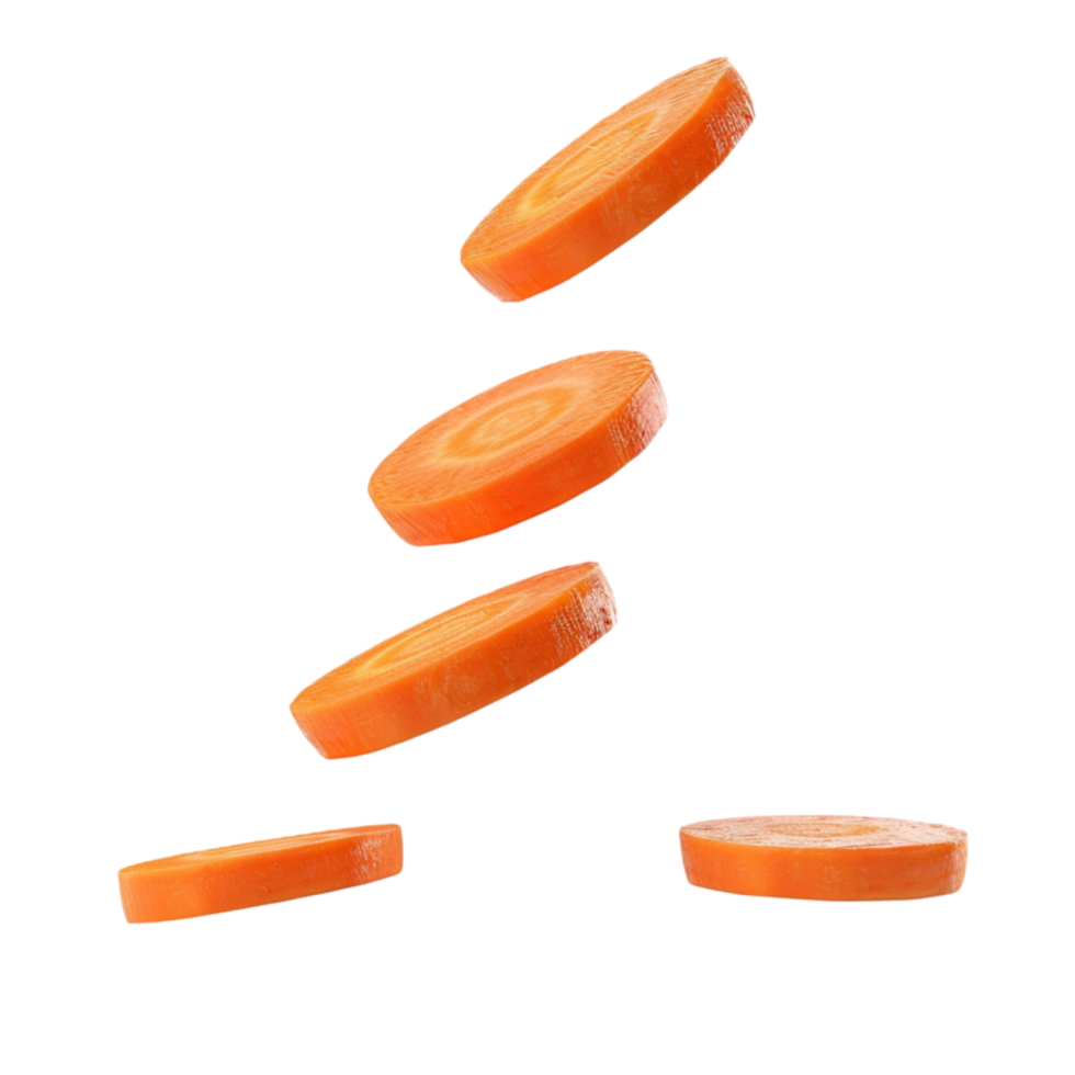 carrot falling down on transparent background Generative-AI png