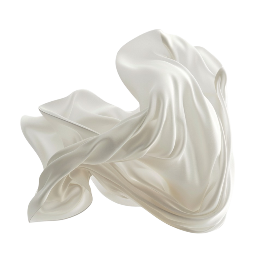 blanc soie en tissu sur transparent Contexte générative-ai png