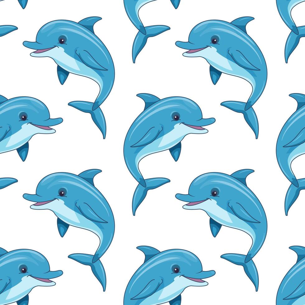 Seamless pattern with dolphins. Summer print vector