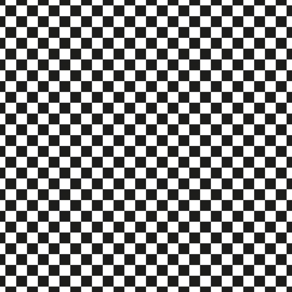 Black and white geometric seamless pattern. Chess board background. Checkered optical illusion backdrop. Psychedelic pattern with squares. Race flag repeatable texture. Graphic illustration. vector