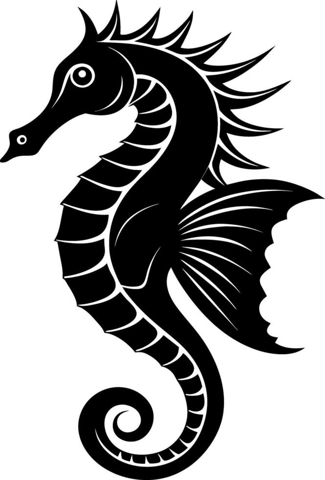 seahorse silhouette illustration Design on a white background vector