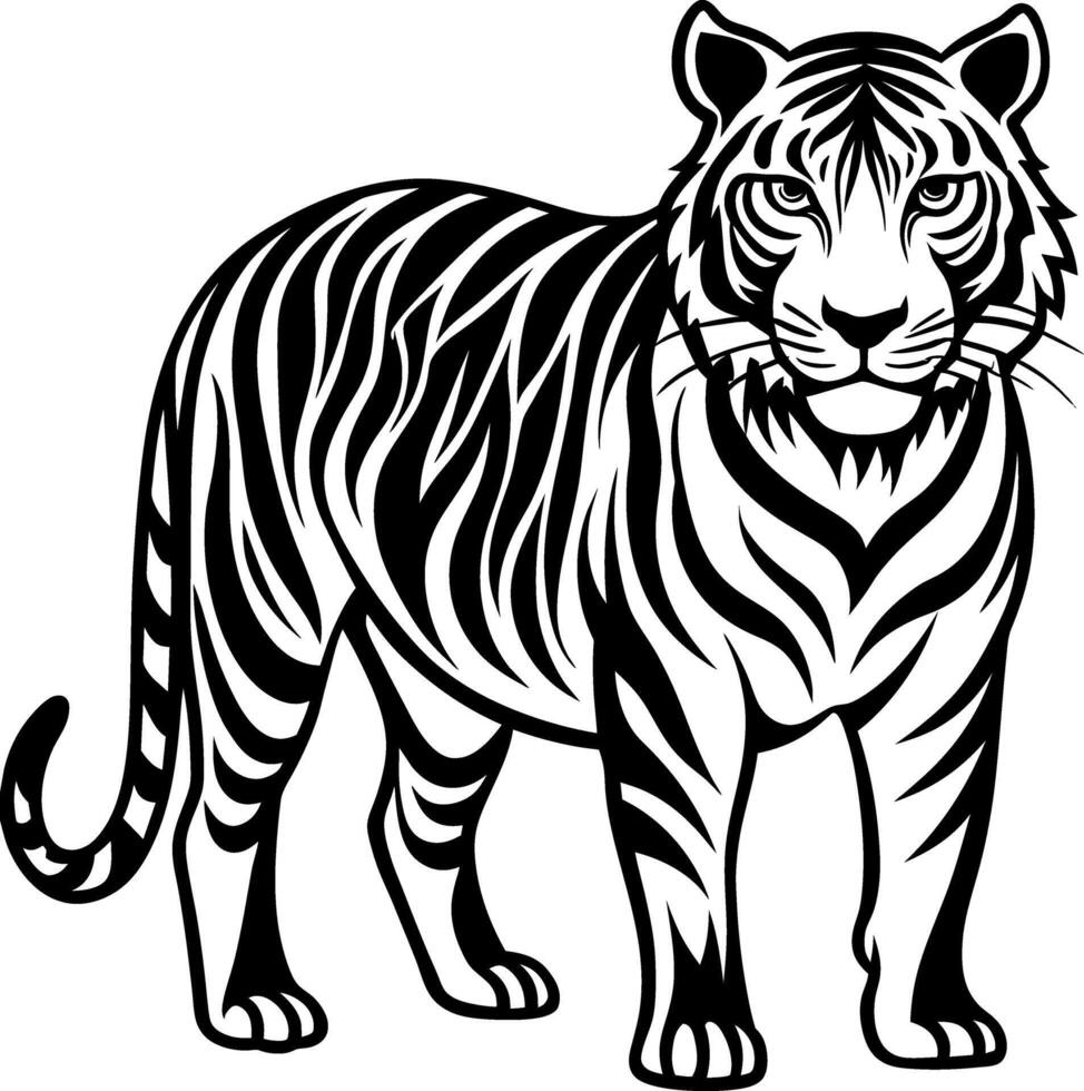 tiger silhouette illustration Design on a white background vector
