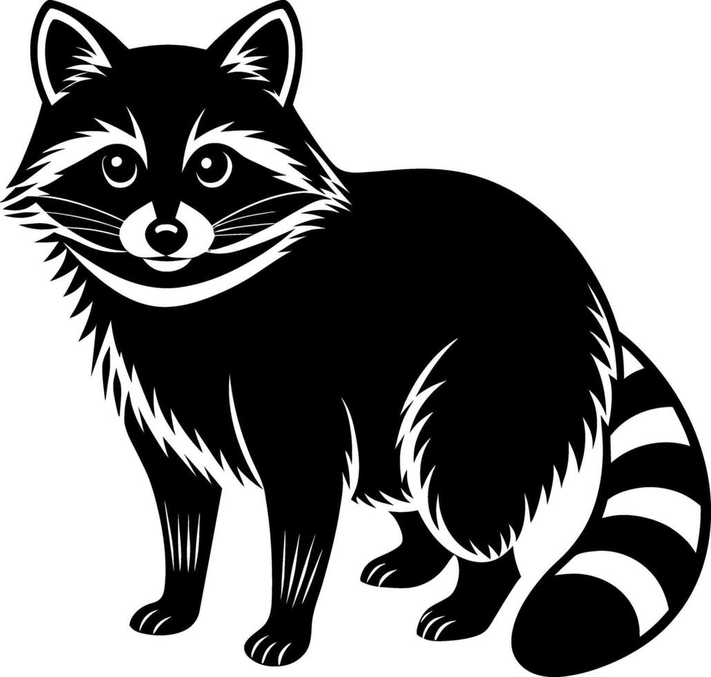 raccoon silhouette illustration Design on a white background vector