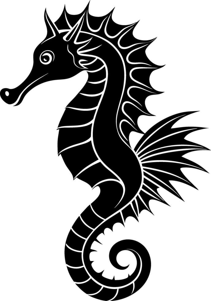 seahorse silhouette illustration Design on a white background vector
