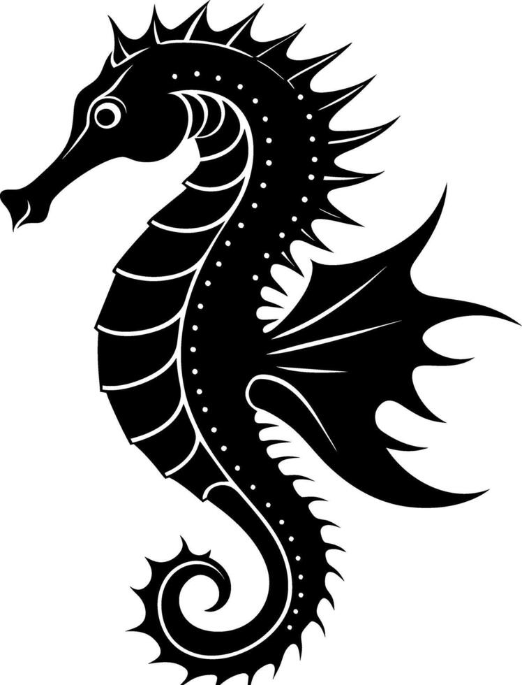 seahorse silhouette illustration Design on a white background vector