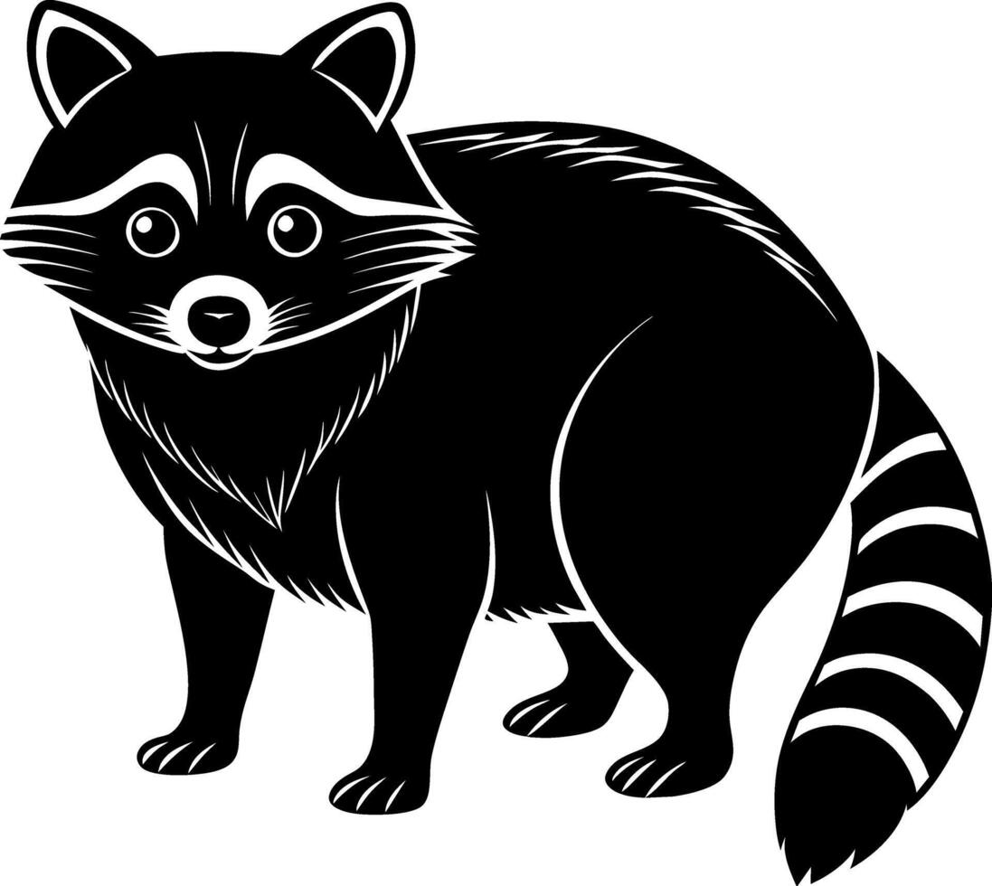 raccoon silhouette illustration Design on a white background vector