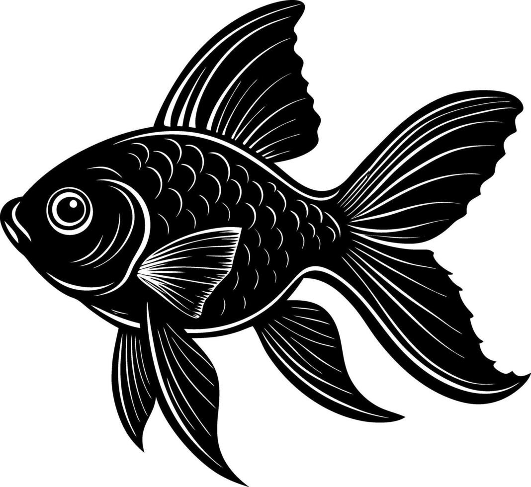 goldfish silhouette illustration Design on a white background vector