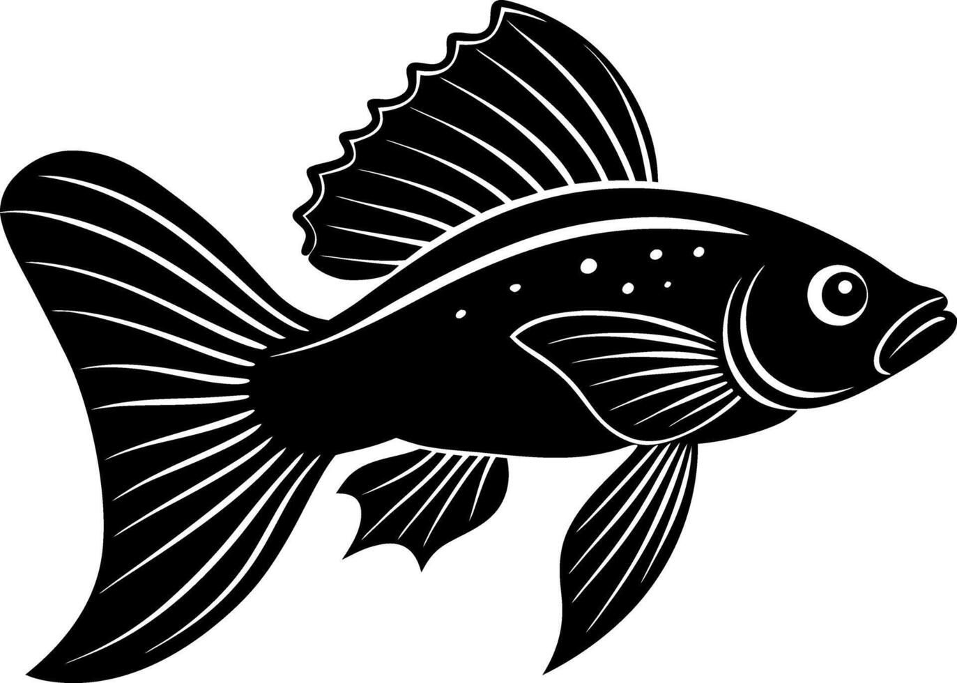 guppy fish silhouette illustration Design on a white background vector