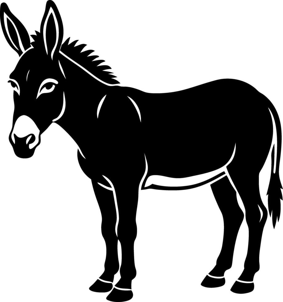 donkey silhouette illustration Design on a white background vector