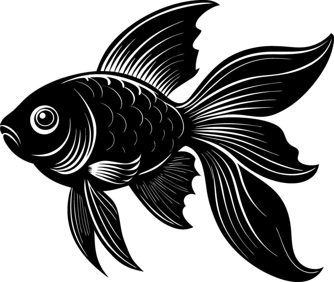 goldfish silhouette illustration Design on a white background vector