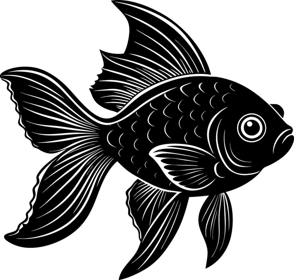 goldfish silhouette illustration Design on a white background vector