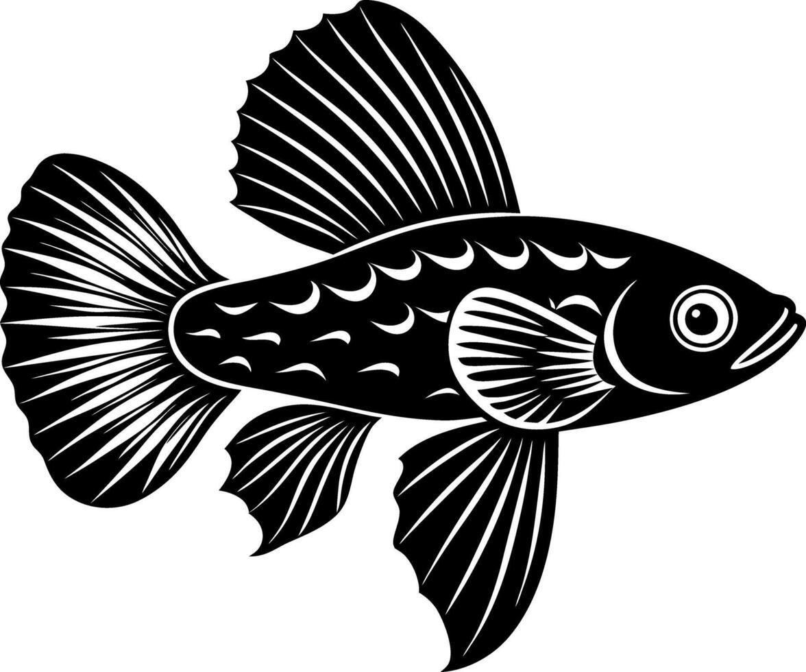 guppy fish silhouette illustration Design on a white background vector
