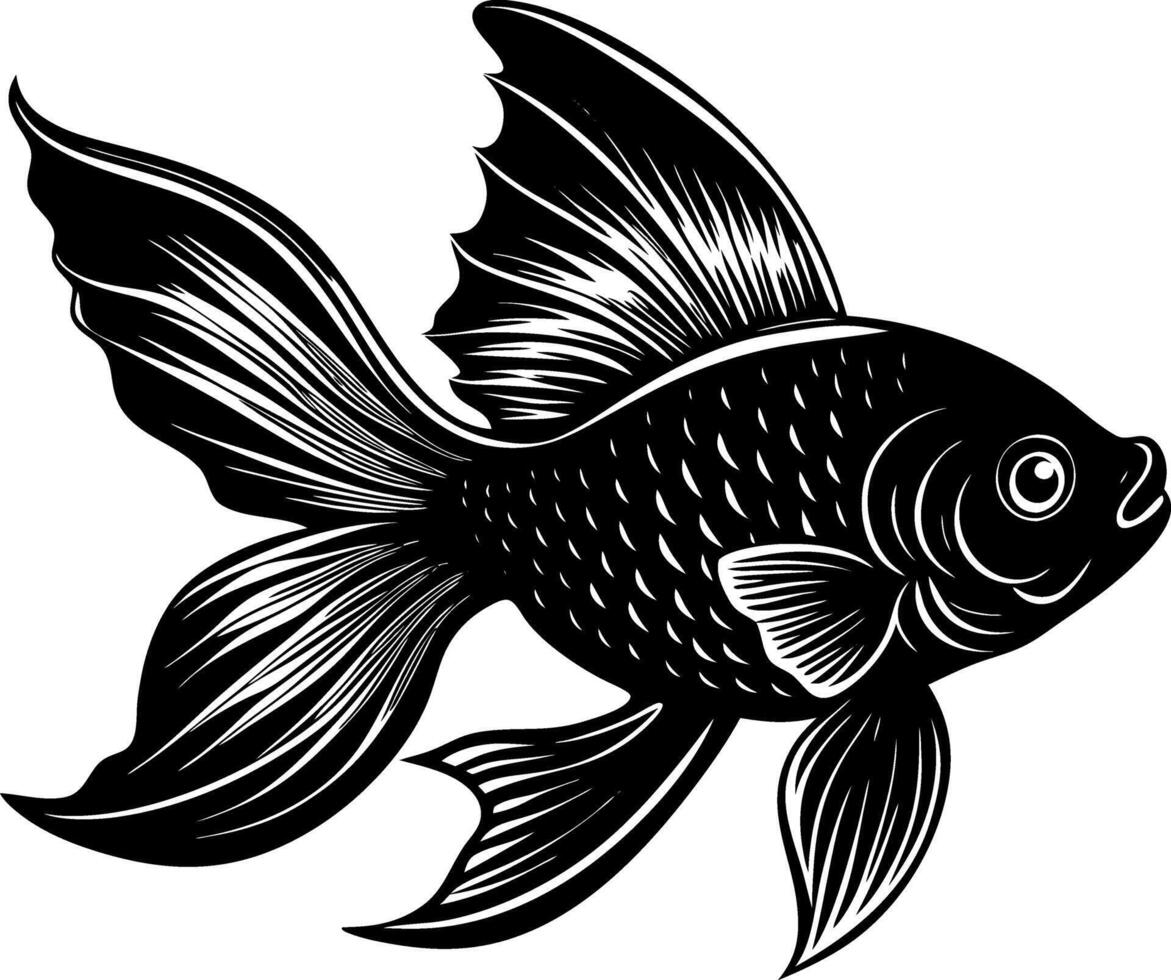 goldfish silhouette illustration Design on a white background vector