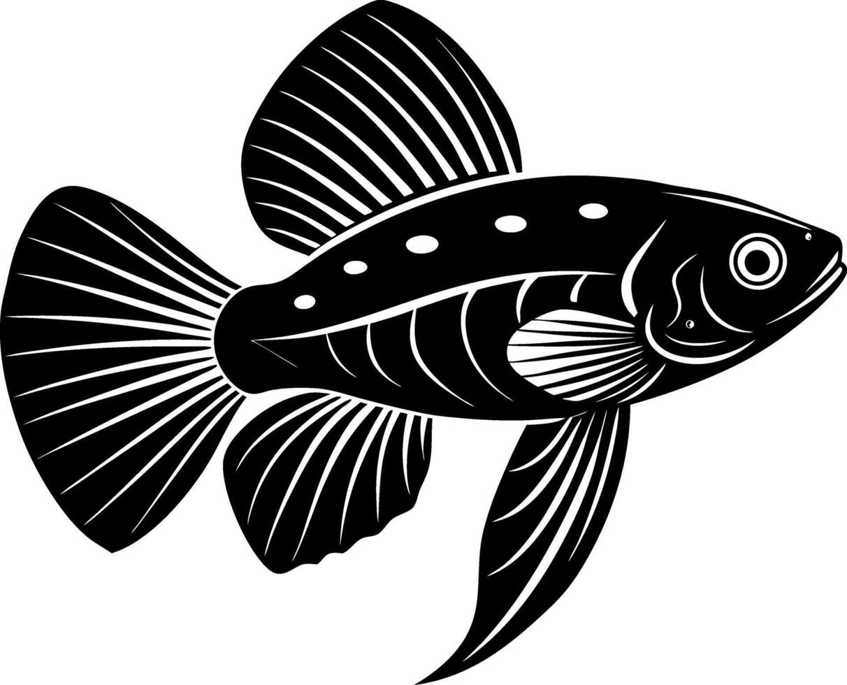 guppy fish silhouette illustration Design on a white background vector
