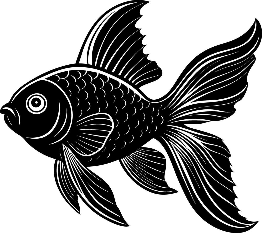 goldfish silhouette illustration Design on a white background vector