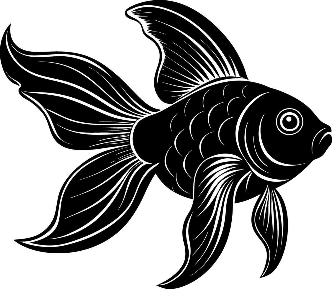 goldfish silhouette illustration Design on a white background vector