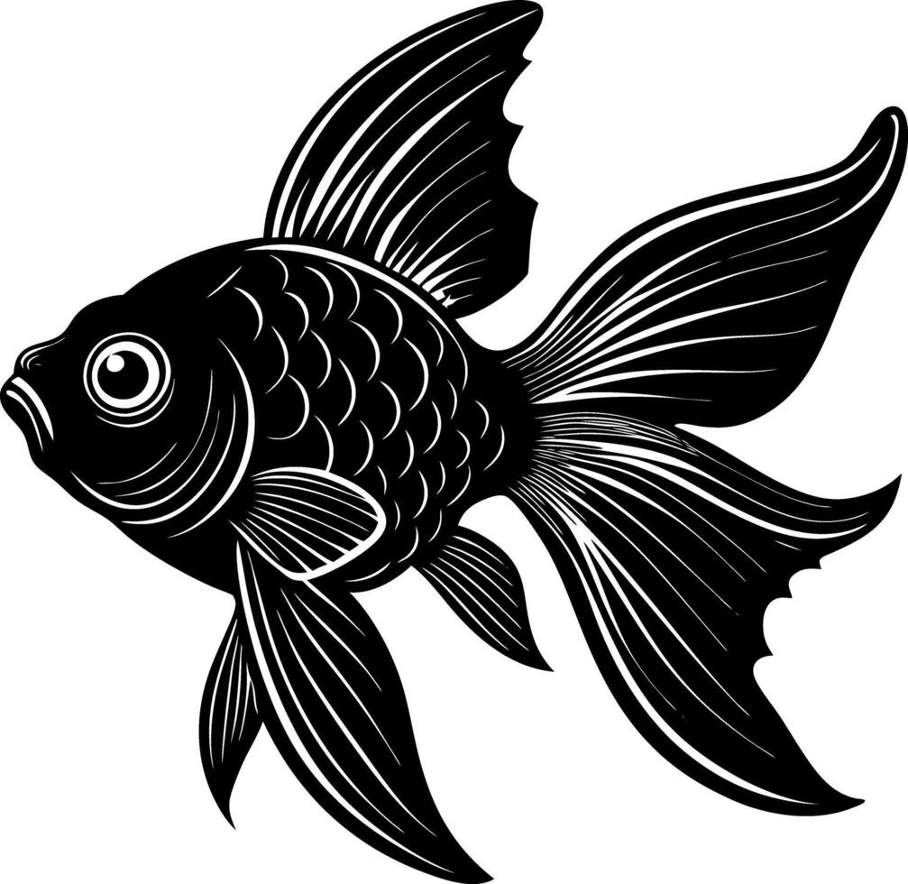 goldfish silhouette illustration Design on a white background vector