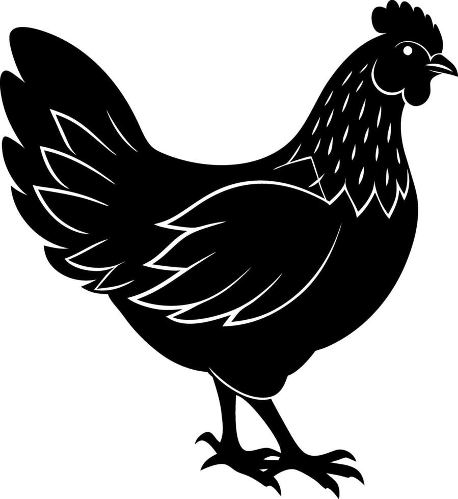 hen silhouette illustration Design on a white background vector