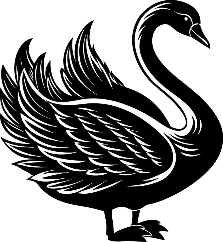 swan silhouette illustration Design on a white background vector