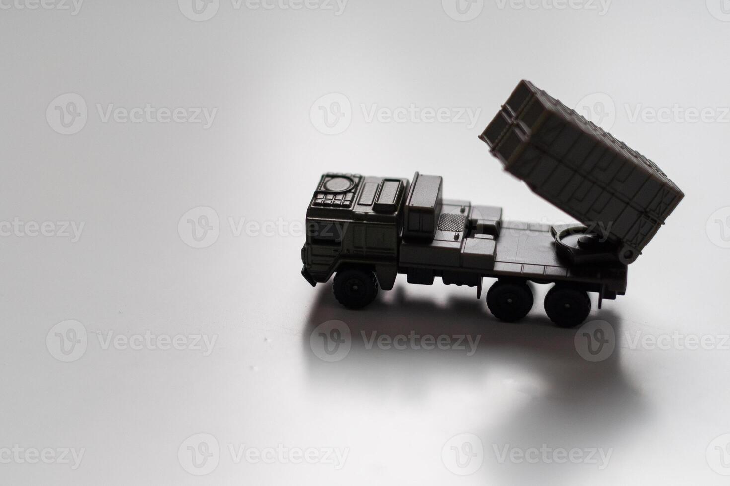 Assembled plastic models, toys, miniature models of anti-aircraft missile system in scale photo