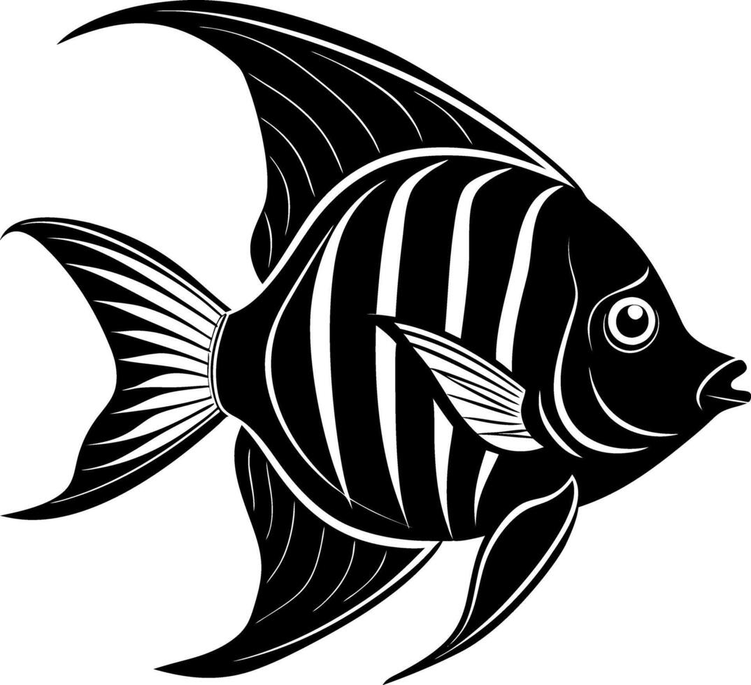 angelfish silhouette illustration Design on a white background vector