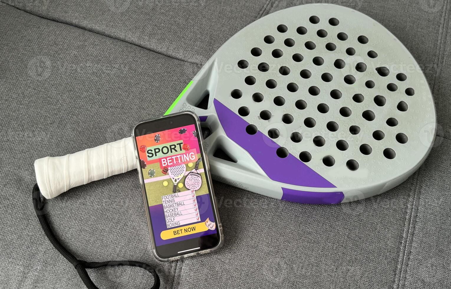 padel tennis and sports betting on a smartphone photo