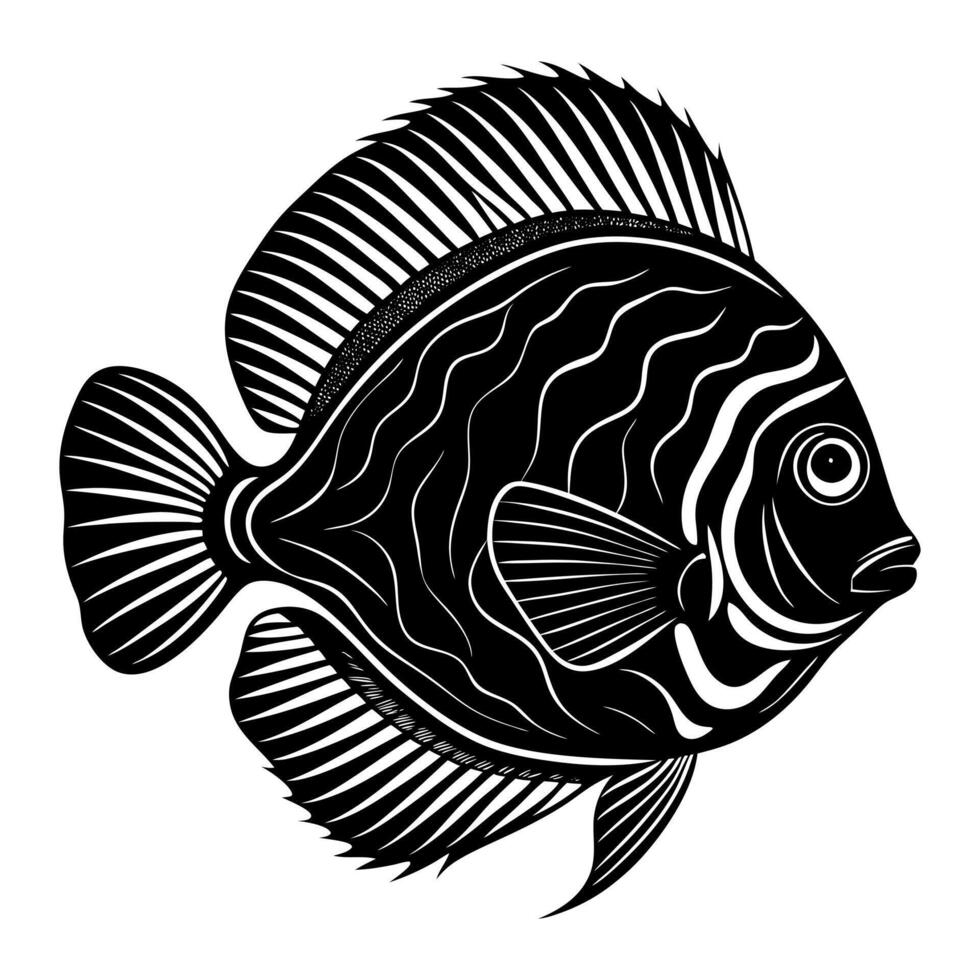 discus fish silhouette illustration Design on a white background vector