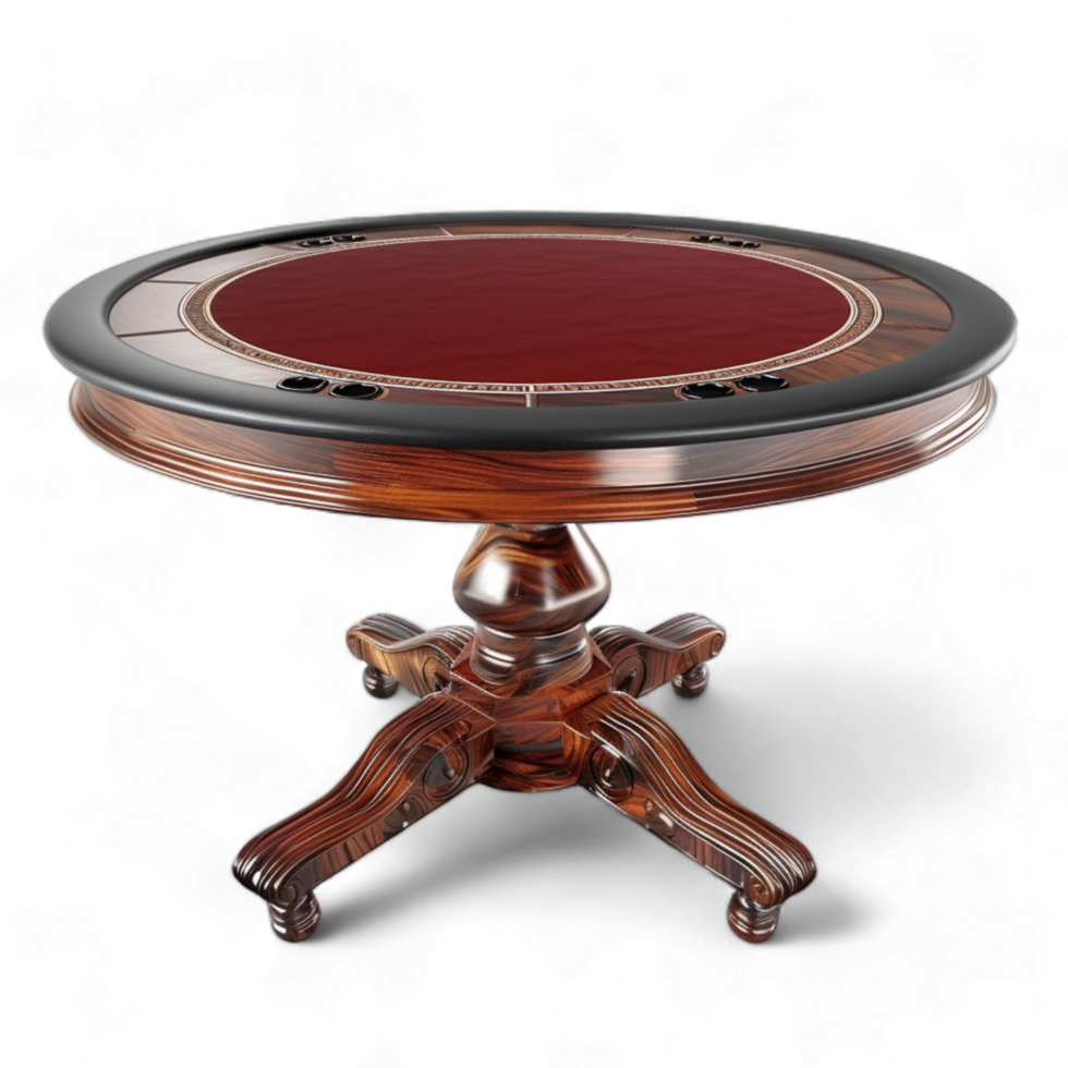 Generated Ai poker table with a red cloth on top, on Transparent Background. png