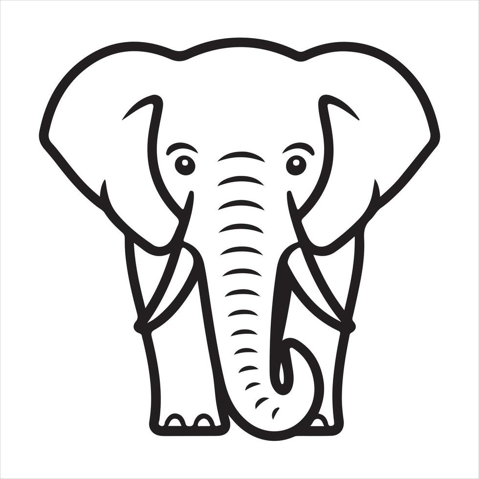elephant single Line Icon Design outline vector