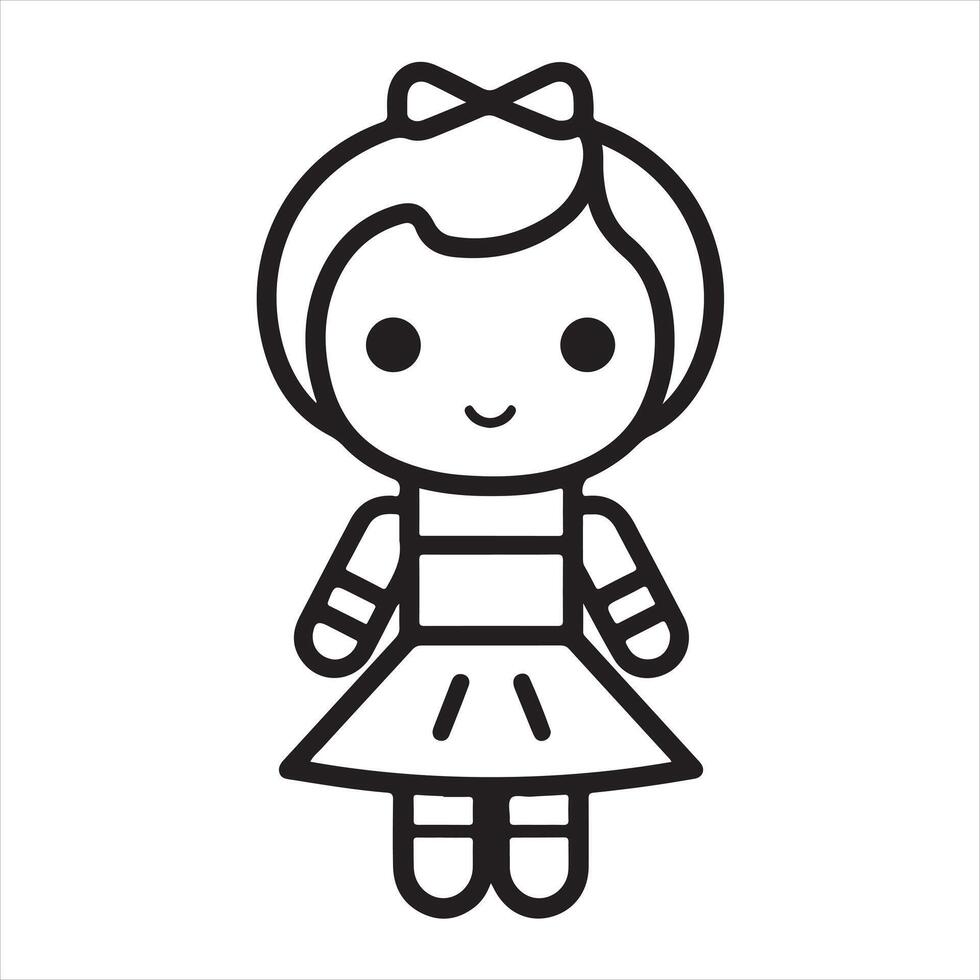 doll single Line Icon Design outline vector