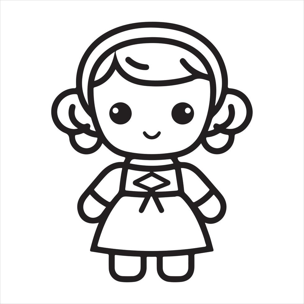 doll single Line Icon Design outline vector