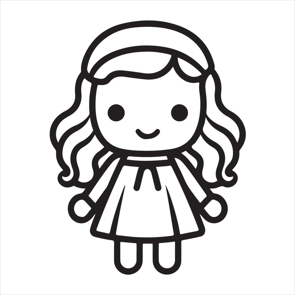 doll single Line Icon Design outline vector