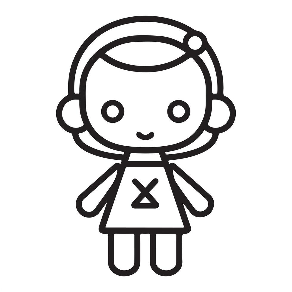 doll single Line Icon Design outline vector