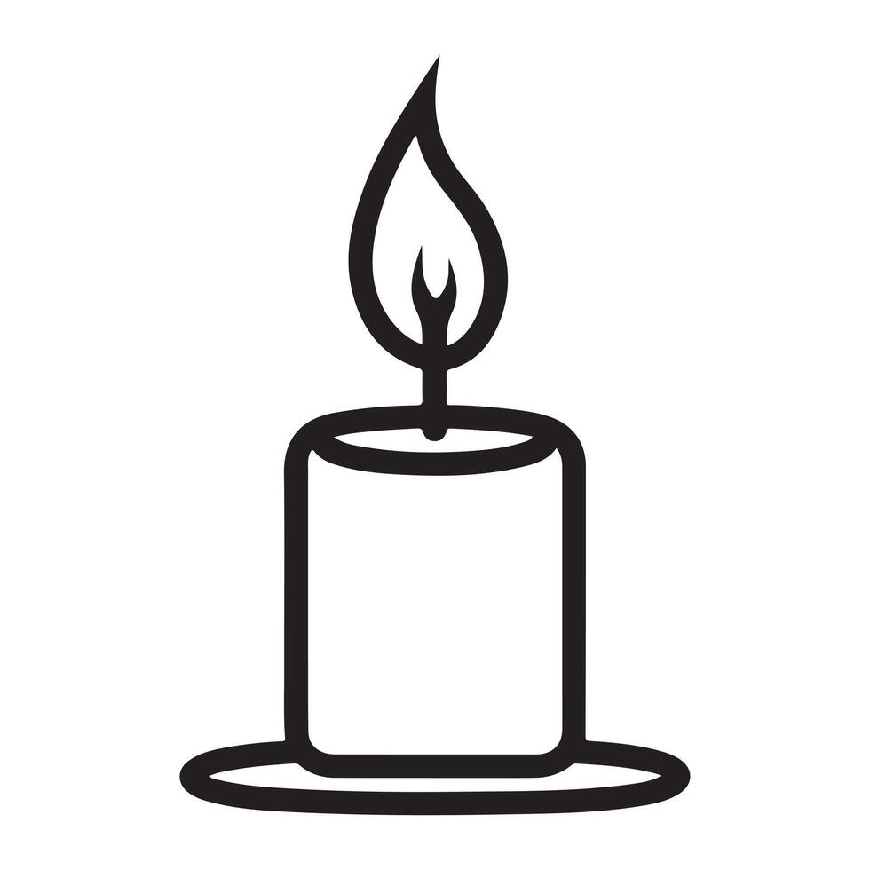 Candle single line Icon design outline. vector