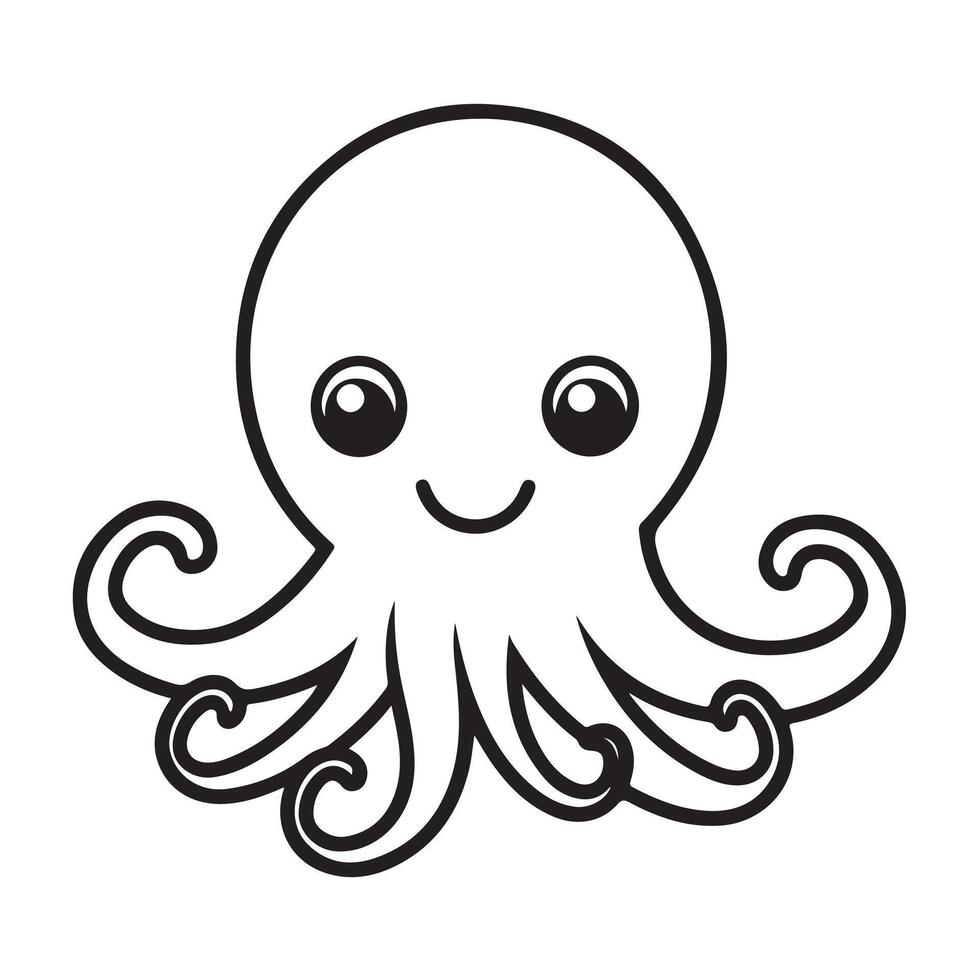 octopus single Line Icon Design outline vector