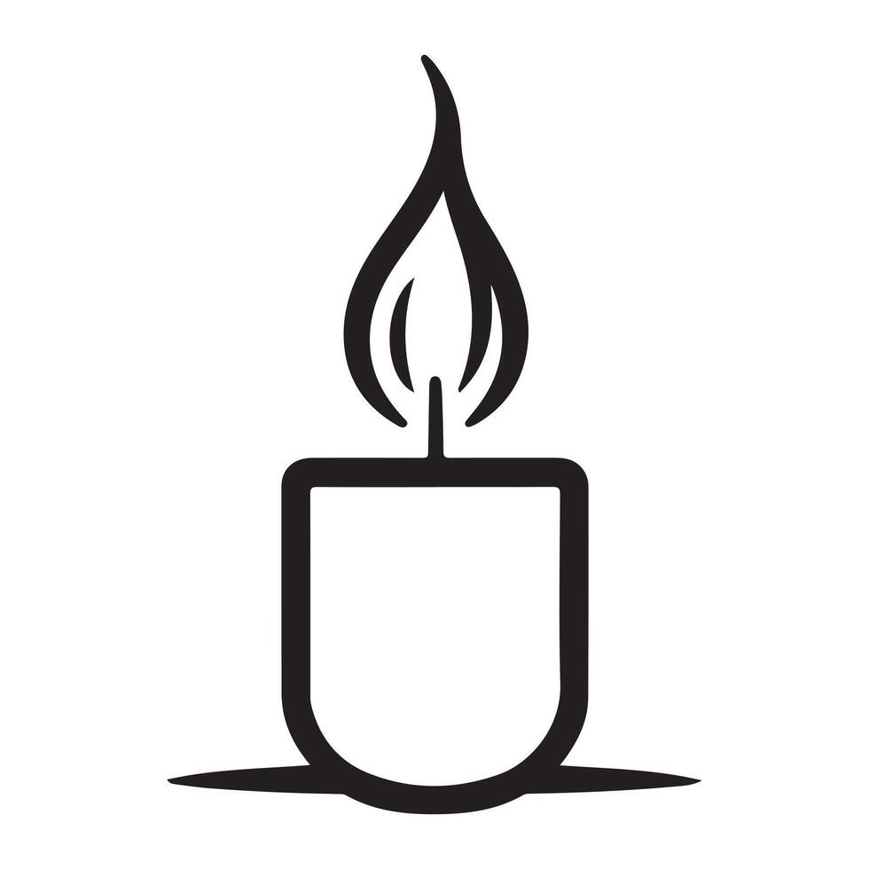 Candle single line Icon design outline. vector